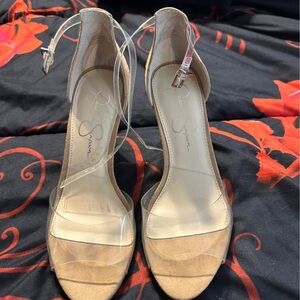 Jessica Simpson Nude Heels with Clear Straps
